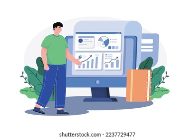 Man Working On The Business Datasheet