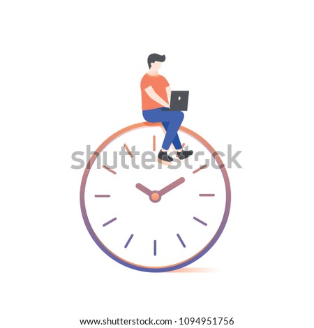 the man working on clock illustration vector on white background.