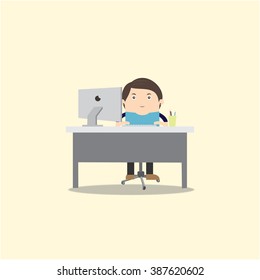 Man working on computer.