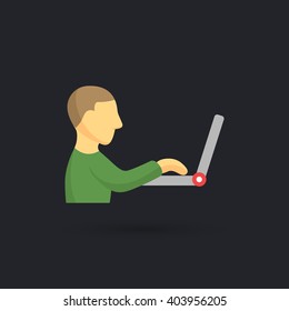 man working on computer