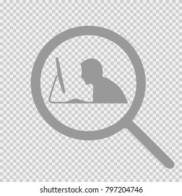 Man working on computer. Business analysis vector icon eps 10.