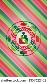 man working on computer icon inside christmas colors style emblem.