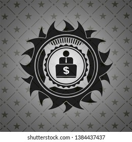 man working on computer icon inside black badge