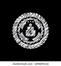 man working on computer icon with chalkboard texture