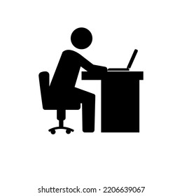 Man Working on Computer Icon stock illustration on white background