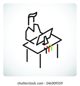 man working on computer, vector symbol