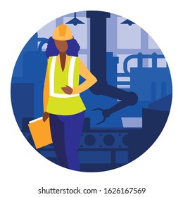 man working on the conveyor vector illustration design