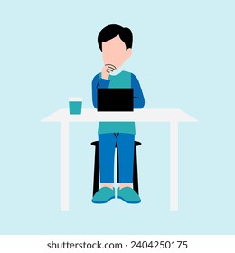 Hombre Trabajando En Ilustración De Escritorio