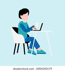 Man Working On Desk Illustration