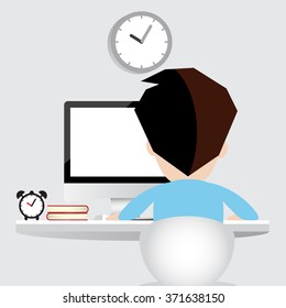 Man Working On Desktop Computer Stock Vector Royalty Free Shutterstock