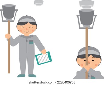 Man working on fire alarm inspection