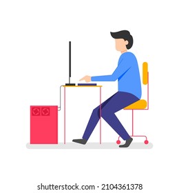 a man is working on his computer as a freelance, work from home