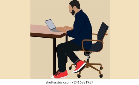 Man Working On A Laptop