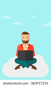 Man working on laptop.