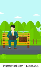 Man working on laptop.