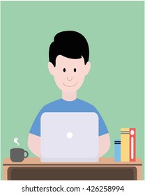 man working on laptop