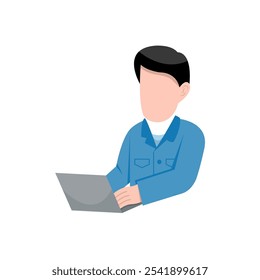 Man Working On Laptop Character