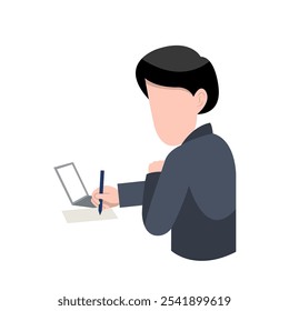 Man Working On Laptop Character