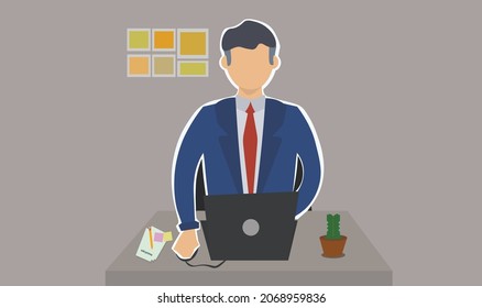 Hombre trabajando en un portátil vestido con traje