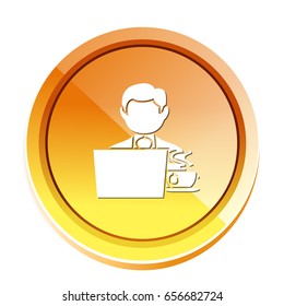 man working on laptop icon