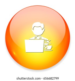 man working on laptop icon