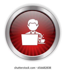 man working on laptop icon