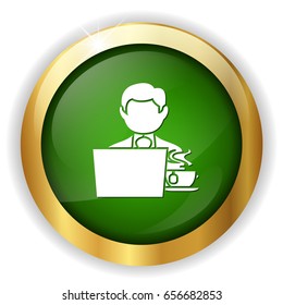 man working on laptop icon