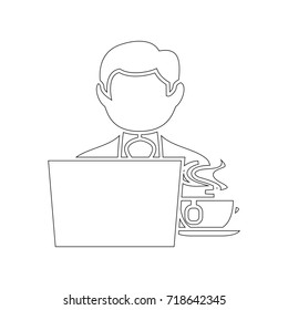 man working on laptop icon