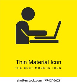 Man working on a laptop from side view bright yellow material minimal icon or logo design