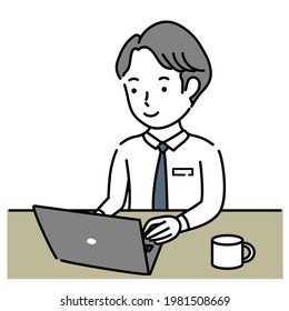 A man working on a laptop Stock Vector
