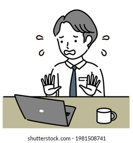 A man working on a laptop Stock Vector
