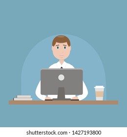 man working on a laptop. vector illustration