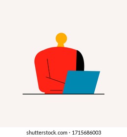 man working on laptop vector illustration flat design eps 10