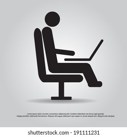man working on laptop vector