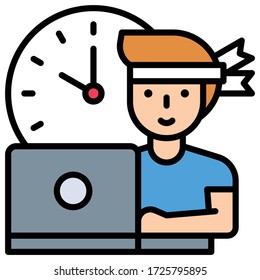 Hombre trabajando en laptop, trabajo desde vector relacionado con el hogar