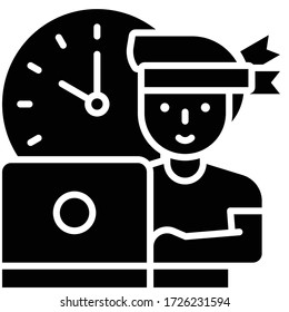 Man working on laptop, work from home related vector