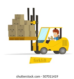 man working on the loader. vector illustration.