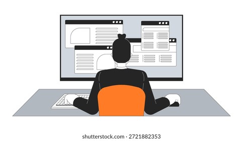 Man working multiple web