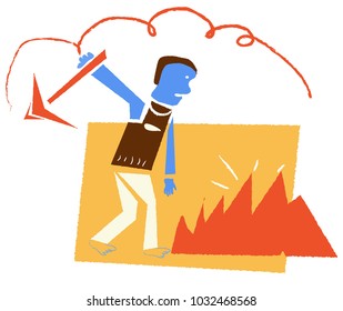 Man working on rock