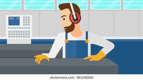 Hombre trabajando en el molino de acero.