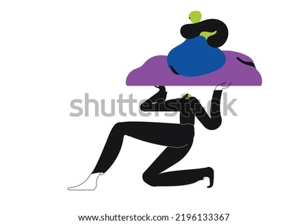 Man is working on ui ux design project. IT world concept. Colored flat textured vector illustration isolated on white background 