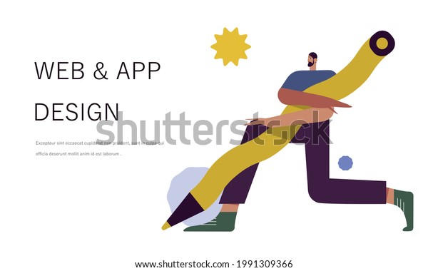 Man Working On Ui Ux Design Stock Vector (Royalty Free) 1991309366 ...