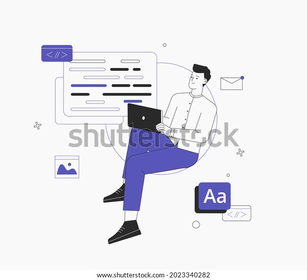 Man Working On Ui Ux Design Stock Vector (Royalty Free) 2023340282 ...
