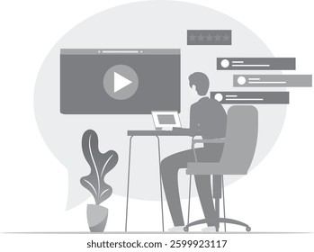 Man Working on Virtual Media