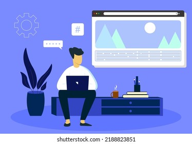 hombre trabajando en sitios web y configuraciones