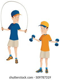 Man working out in gym.