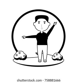 man working out icon over white background vector illustration