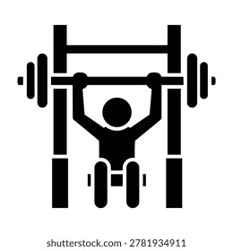 Man working out on weightlifting machine in fitness center, exercising arms and shoulders