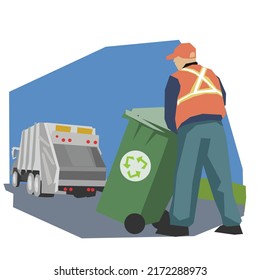 Man working recycling waste and garbage services clip art