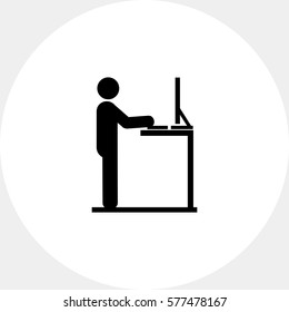 Man Working At Standing Desk Icon